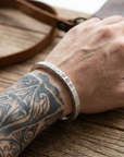 Men's Möbius Ring 999 Pure Silver Bracelet – Solid Eternity Twist Bangle with Ethnic Floral Engraving