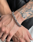 Men's Hip-Hop Titanium Steel Chain Bracelet – Bold Urban Non-Fading Polished Bangle, 19cm or 21cm