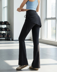 Damen-Culottes zweiteilig mit Kordelzug – hochelastische, schmal geschnittene Yoga-Rockhose in Haifischhaut-Optik mit verstellbarer Taille
