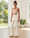 Damen-Culottes zweiteilig mit Kordelzug – hochelastische, schmal geschnittene Yoga-Rockhose in Haifischhaut-Optik mit verstellbarer Taille
