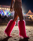 Lange Stiefeletten mit Quasten und Stilettoabsatz – Minimalistische Wildlederstiefel mit spitzer Zehenpartie und hohem Absatz