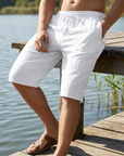 Herren Leinen-Bermudas mit Tunnelzug – Leichte, atmungsaktive Freizeithose mit elastischem Bund, geradem Schnitt und sommerlichem Beach-Style