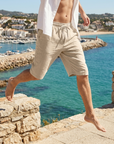 Herren Leinen-Bermudas mit Tunnelzug – Leichte, atmungsaktive Freizeithose mit elastischem Bund, geradem Schnitt und sommerlichem Beach-Style