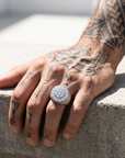 Men's Trendy Retro Flower Diamond Ring – Gold Plated Geometric Hip-Hop Statement Band