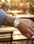 Men's Automatic Calendar Watch – Stainless Steel Mechanical Timepiece with Day-Date Display, Mineral Crystal & Waterproof Design