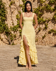 Women's Backless Sling Maxi Dress – Lace Ruffle Irregular Hem Bodycon