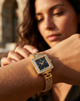 Women's Square Quartz Watch – Retro Alloy Bracelet Wristwatch