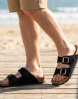 Men's Microfiber Leather Sandals – Ergonomic Arch Support Slip-On