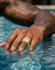 Men's Full Diamond Square Hip Hop Ring 5A Zircon Gold