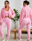 Women's Plush Fleece Sports Three-Piece Set