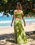 Women's One-Shoulder Crop Top & Ruched Skirt Set