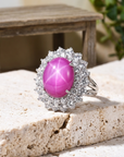 Women's Six-Ray Star Natural Ruby Sterling Silver Ring