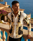 Herren Slim Fit Bedrucktes Langarm-Hemd – Knitterfrei Bügelfrei Europäischer Stil