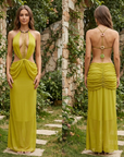 Women's Bohemian Halter Neck Beaded Drawstring Dress
