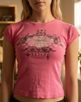 Women's 3D Print Slim Fit T-Shirt - Y2K Retro Streetwear Tee