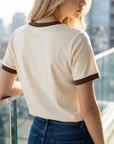 Women's Cotton Color-Block T-Shirt – Short Sleeve Round Neck Top