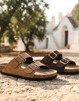 Men's Microfiber Leather Sandals – Ergonomic Arch Support Slip-On
