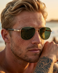 Men's Titanium Alloy Pilot Aviator Sunglasses UV400 HD Glass