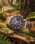 Multi-Function Chronograph Wooden Men’s Watch – 50mm Large Dial Quartz Analog-Digital Water-Resistant Wood Strap Timepiece