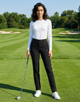 Hochwertige Stretch-Golfhose für Damen – schmal geschnittene Hose mit hoher Taille, schnelltrocknendem Stoff und geradem Bein