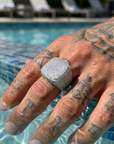 Men's Full Diamond Square Hip Hop Ring 5A Zircon Gold