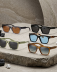 Men's Retro Square Frame Polarized Sunglasses - UV400 Acetate TR90 Vintage Shades