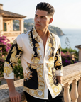 Herren Slim Fit Bedrucktes Langarm-Hemd – Knitterfrei Bügelfrei Europäischer Stil