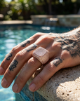 Men's Full Diamond Square Hip Hop Ring 5A Zircon Gold