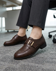 Klassische Damen-Lederloafer – Französisch inspirierte britische Slipper mit Gürtelschnalle