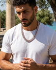 Men's Hip-Hop Dual-Tone Diamond Cuban Chain Necklace & Bracelet