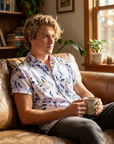 Herren-Strandhemd mit Blumenmuster – leichtes kurzärmeliges Hemd im Hawaii-Stil mit Knopfleiste, atmungsaktivem Stoff und lockerer Passform für Sommerurlaubskleidung