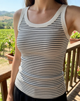 Women's Cotton Striped Camisole Top with Peter Pan Collar