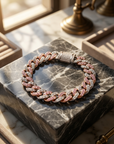 Men's Hip-Hop Dual-Tone Diamond Cuban Chain Necklace & Bracelet