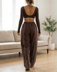 Women's Silk Blend Flared Yoga Pants – High-Stretch Wide Leg