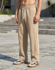 Men's Casual Wide-Leg Trousers — Fleece-Lined Drawstring Pants