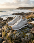 Women's First Layer Cowhide White Sneakers - Lace-Up, Flat