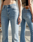Women's High-Waist Flared Cotton Bell-Bottom Pants