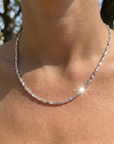 Women's Geometric Ingot Chain Necklace – Silver Plated Retro Style