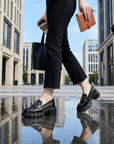 Atmungsaktive Slip-On-Loafer mit Plateauabsatz