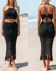 Women's Halterneck Vest & Maxi Skirt Two-Piece Set
