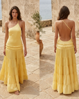 Women's Backless Sleeveless Maxi Dress – Lace-Up Camisole