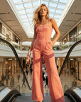 Women's Stretch Denim Jumpsuit – Slim Fit Sleeveless Overalls with Adjustable Straps & High Waist