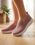 Chaussures à enfiler en maille respirante pour femme – Baskets confortables et légères avec semelle antidérapante, amorti doux et faciles à porter au quotidien