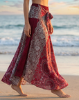 Damen Strandrock aus 100 % Viskose – wandelbarer A-Linien-Wickelrock mit Blumenmuster und hoher Taille, leichtem Urlaubsstil und vielseitigen Tragemöglichkeiten