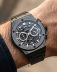 Herren Multifunktions-wasserdichte leuchtende Chronographenuhr – 42mm Quarz Kalender Edelstahlarmband Sport Business Zeitmesser