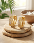 Men's Geometric Square Hoop Zircon Pair of Earrings
