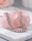 Men's Hip-Hop Dual-Tone Diamond Cuban Chain Necklace & Bracelet