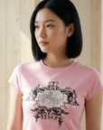 Women's 3D Print Slim Fit T-Shirt - Y2K Retro Streetwear Tee