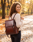 Damen Rucksack aus echtem Leder – Vintage-Rucksack mit großem Fassungsvermögen und mehreren Taschen