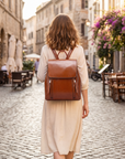 Damen Rucksack aus echtem Leder – Vintage-Rucksack mit großem Fassungsvermögen und mehreren Taschen